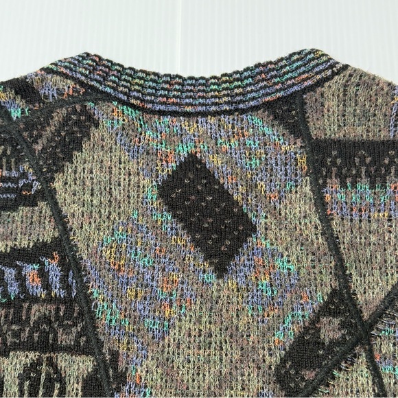 Vintage Mondo di Marco Men's Gray Black Cotton Linen Sweater Size M Italy Cosby - Picture 6 of 12